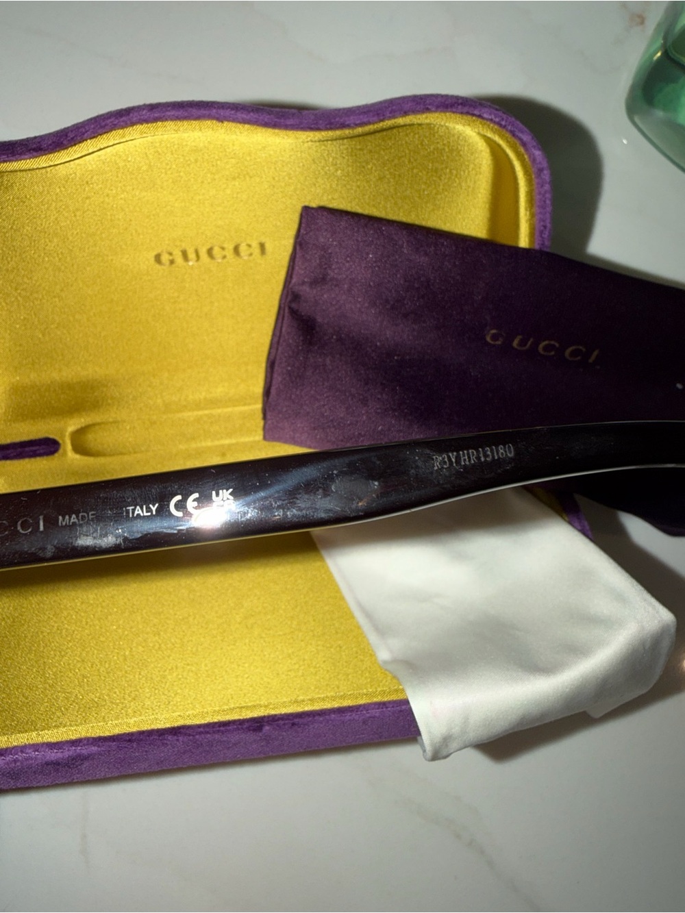 Gucci Black Frame Sunglasses with Purple Velvet Case - Picture 7 of 11